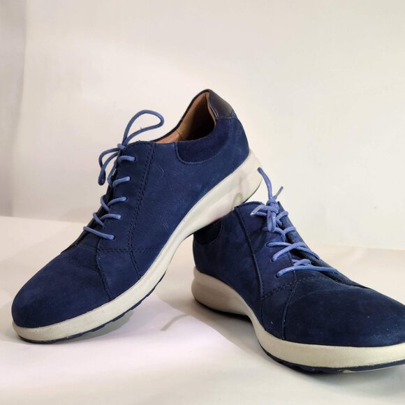Clarks, Unstructured, blue suede sz 7.5 sneakers, Pre-owned, excellent condition - Picture 2 of 5